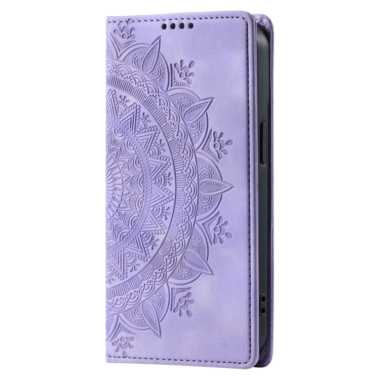 For iPhone 15 Pro Max Totem Embossed Magnetic Leather Phone Case(Purple) - 1