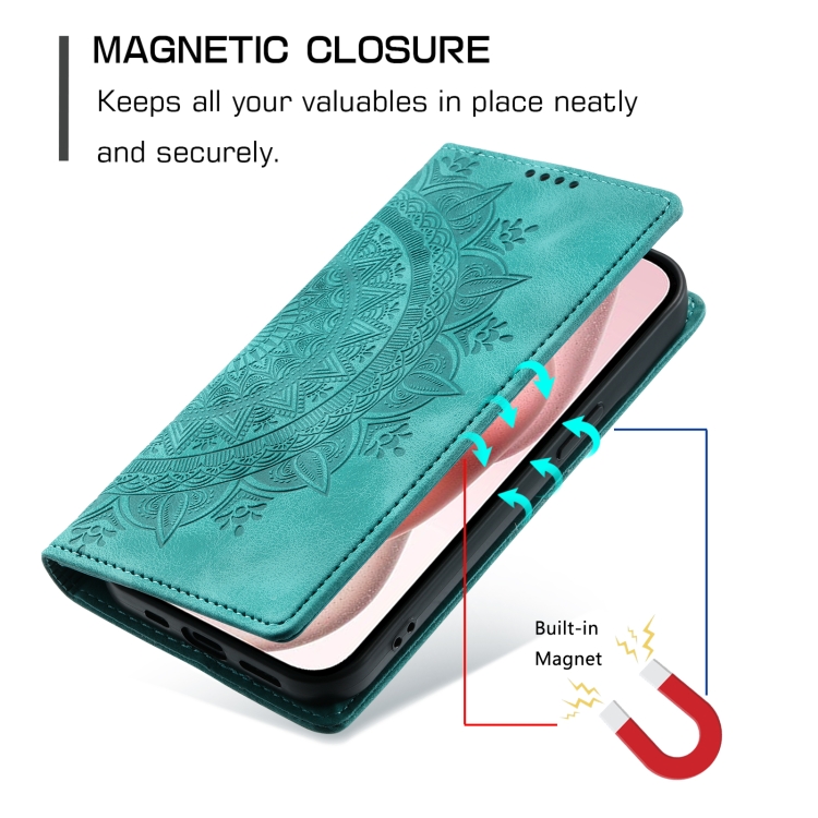For iPhone 14 Totem Embossed Magnetic Leather Phone Case(Green) For iPhone 14 Totem Embossed Magnetic Leather Phone Case(Green)