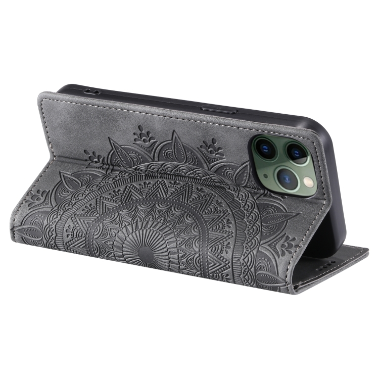 For iPhone 11 Pro Max Totem Embossed Magnetic Leather Phone Case(Grey) For iPhone 11 Pro Max Totem Embossed Magnetic Leather Phone Case(Grey)