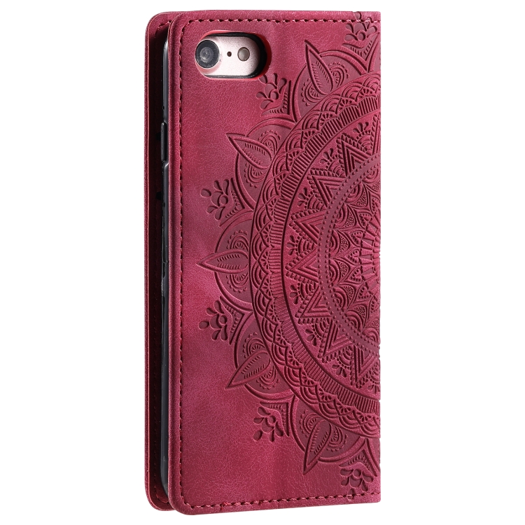 For iPhone SE 2022 / 2020 / 8 / 7 Totem Embossed Magnetic Leather Phone Case(Red) For iPhone SE 2022 / 2020 / 8 / 7 Totem Embossed Magnetic Leather Phone Case(Red)