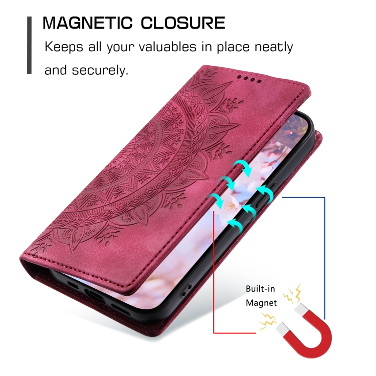 For iPhone SE 2022 / 2020 / 8 / 7 Totem Embossed Magnetic Leather Phone Case(Red) For iPhone SE 2022 / 2020 / 8 / 7 Totem Embossed Magnetic Leather Phone Case(Red)