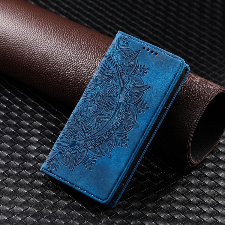 For iPhone 16 Pro Max Totem Embossed Magnetic Leather Phone Case(Blue) For iPhone 16 Pro Max Totem Embossed Magnetic Leather Phone Case(Blue)