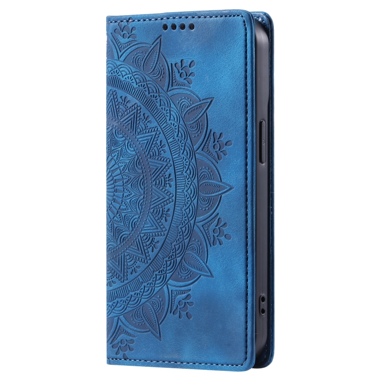 For iPhone 16 Pro Max Totem Embossed Magnetic Leather Phone Case(Blue) For iPhone 16 Pro Max Totem Embossed Magnetic Leather Phone Case(Blue)