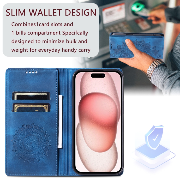 For iPhone 16 Pro Max Totem Embossed Magnetic Leather Phone Case(Blue) For iPhone 16 Pro Max Totem Embossed Magnetic Leather Phone Case(Blue)
