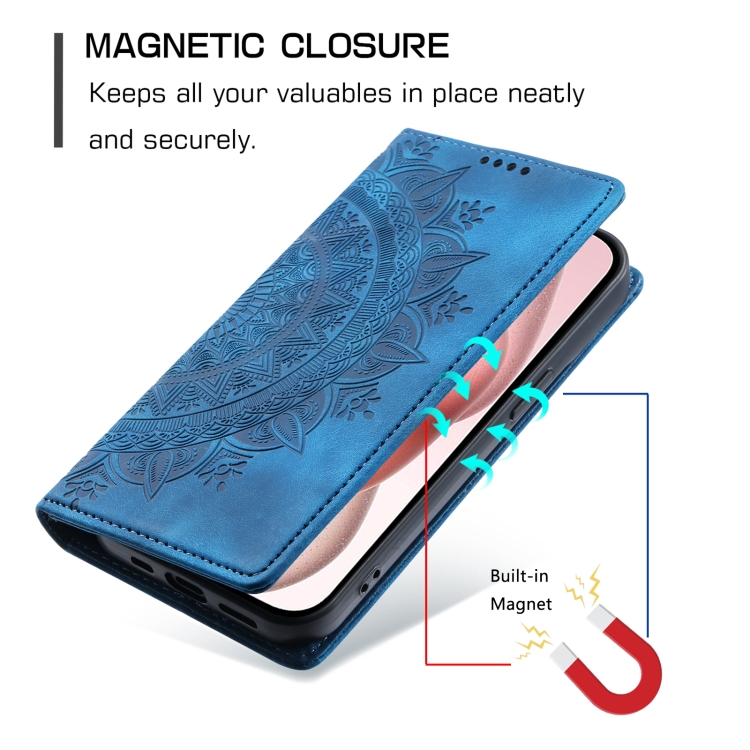 For iPhone 16 Pro Max Totem Embossed Magnetic Leather Phone Case(Blue) For iPhone 16 Pro Max Totem Embossed Magnetic Leather Phone Case(Blue)
