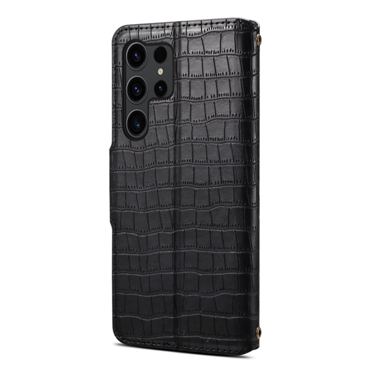 For Samsung Galaxy S24 5G Denior Crocodile Texture Oil Edge Leather Phone Case(Black) For Samsung Galaxy S24 5G Denior Crocodile Texture Oil Edge Leather Phone Case(Black)
