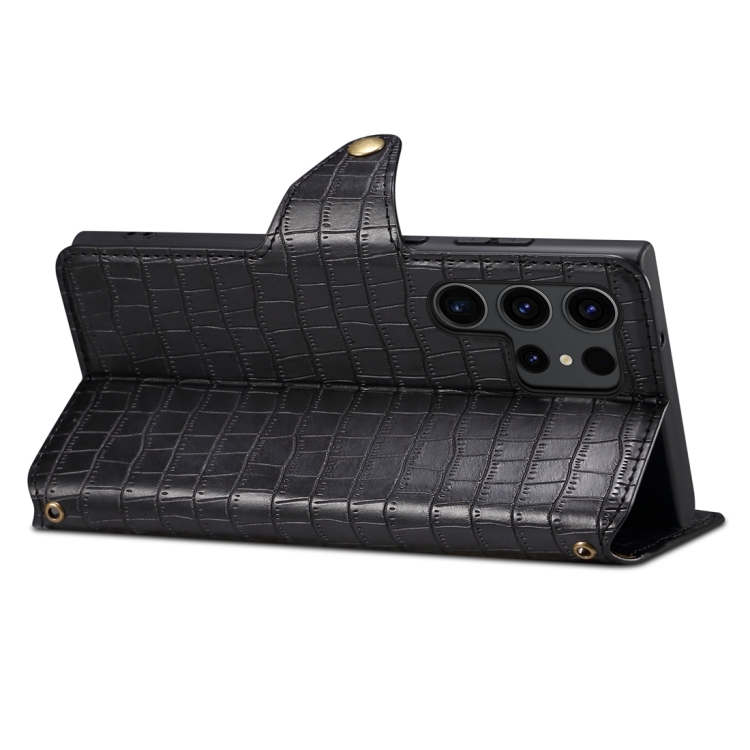 For Samsung Galaxy S24 5G Denior Crocodile Texture Oil Edge Leather Phone Case(Black) For Samsung Galaxy S24 5G Denior Crocodile Texture Oil Edge Leather Phone Case(Black)