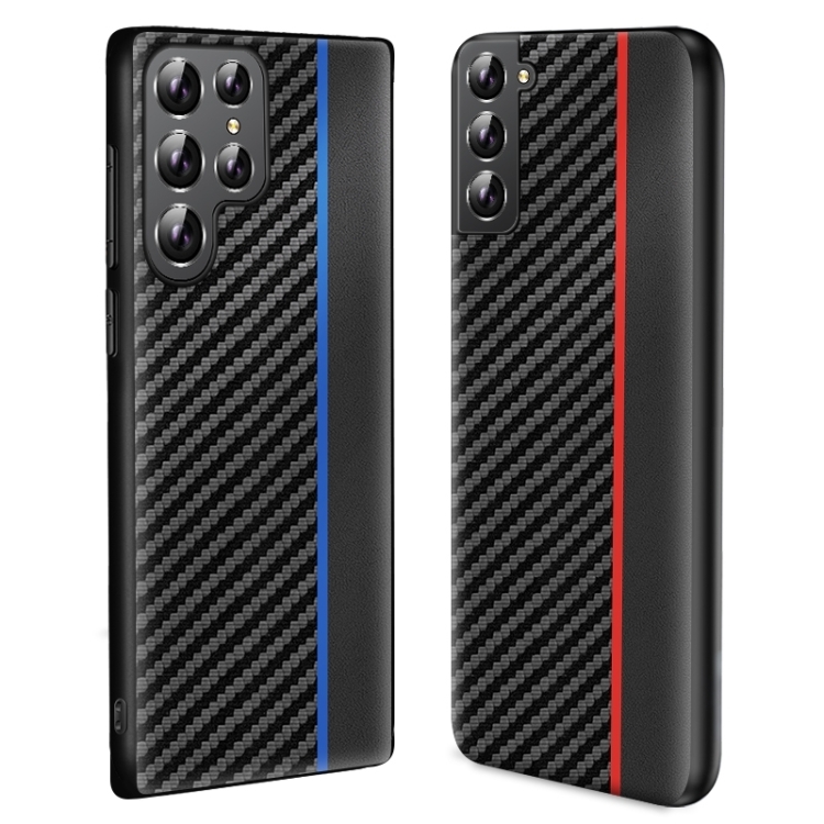 For Samsung Galaxy S25+ 5G Ultra-thin Carbon Fiber Texture Splicing Phone Case(Blue) For Samsung Galaxy S25+ 5G Ultra-thin Carbon Fiber Texture Splicing Phone Case(Blue)