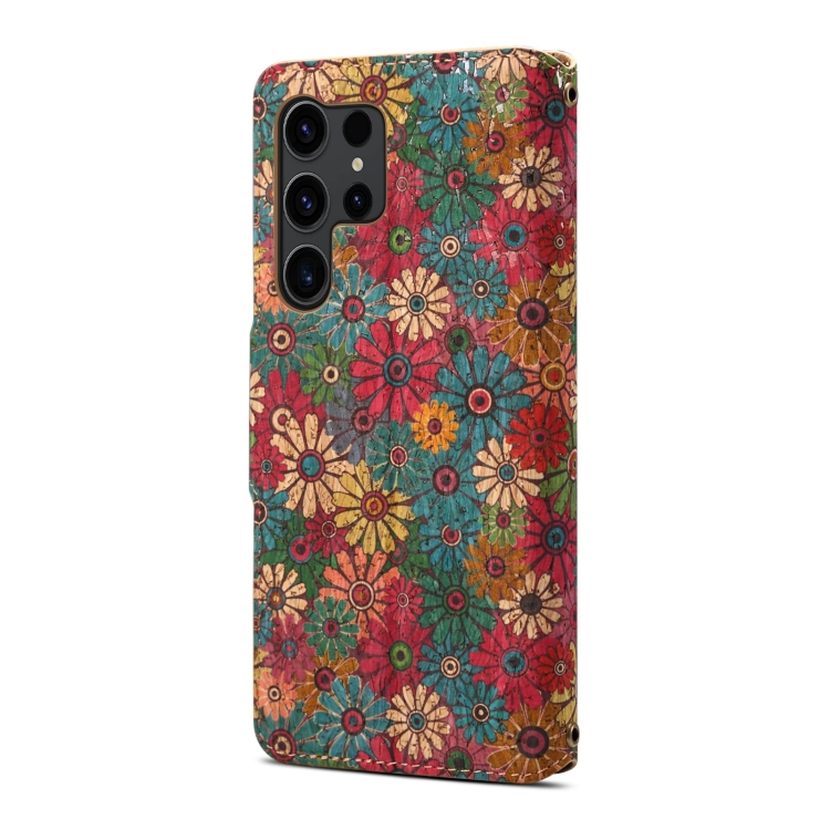 For Samsung Galaxy S24 Ultra 5G Denior Flower Language Series Cork Fabric Oil Edge Leather Phone Case(Spring) For Samsung Galaxy S24 Ultra 5G Denior Flower Language Series Cork Fabric Oil Edge Leather Phone Case(Spring)