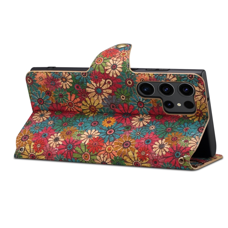 For Samsung Galaxy S24 Ultra 5G Denior Flower Language Series Cork Fabric Oil Edge Leather Phone Case(Spring) For Samsung Galaxy S24 Ultra 5G Denior Flower Language Series Cork Fabric Oil Edge Leather Phone Case(Spring)