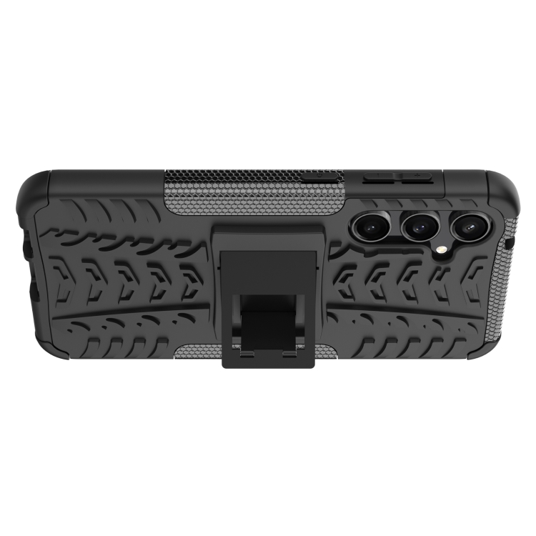For Samsung Galaxy S23 FE 5G Tire Texture TPU + PC Phone Case with Holder(Black) For Samsung Galaxy S23 FE 5G Tire Texture TPU + PC Phone Case with Holder(Black)