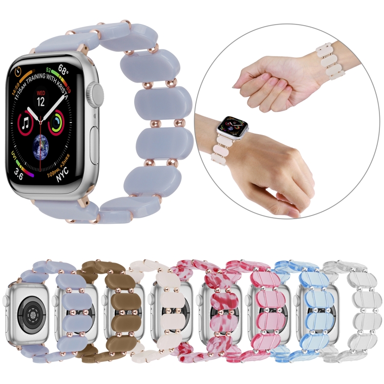 Pour Apple Watch Series 9, bracelet de montre en résine extensible de 45 mm  (océan bleu)