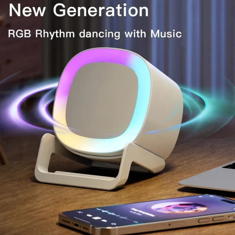 DH001 Smart Wireless Charging Ambient Light Bluetooth Speaker(White)