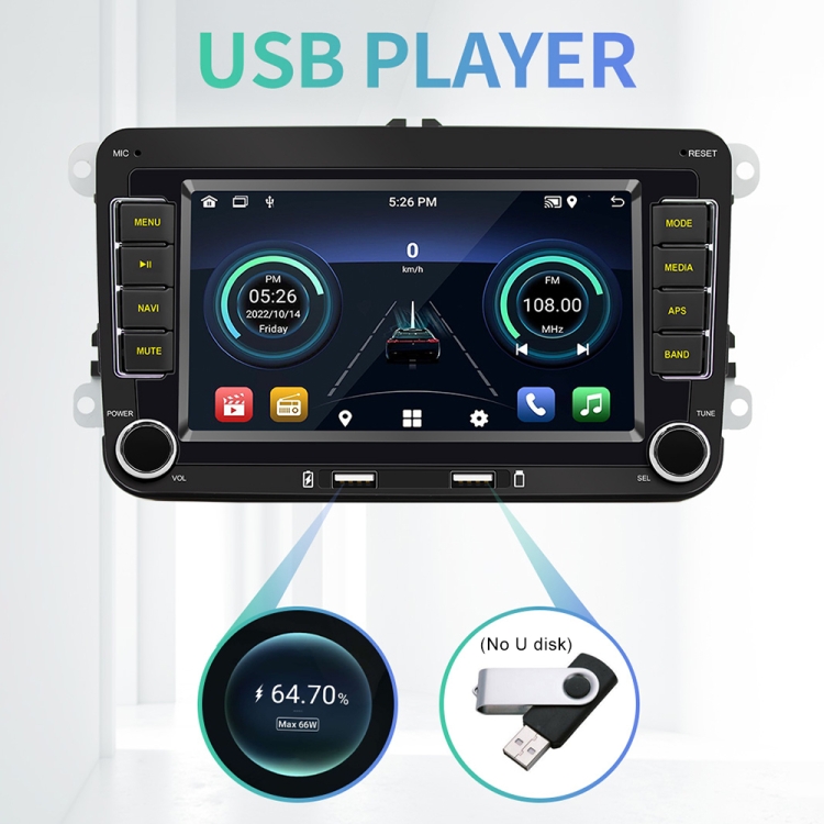 S9070 For Volkswagen 7 inch Portable Car MP5 Player Support CarPlay /  Android Auto, Specification:2GB+32GB(Black)