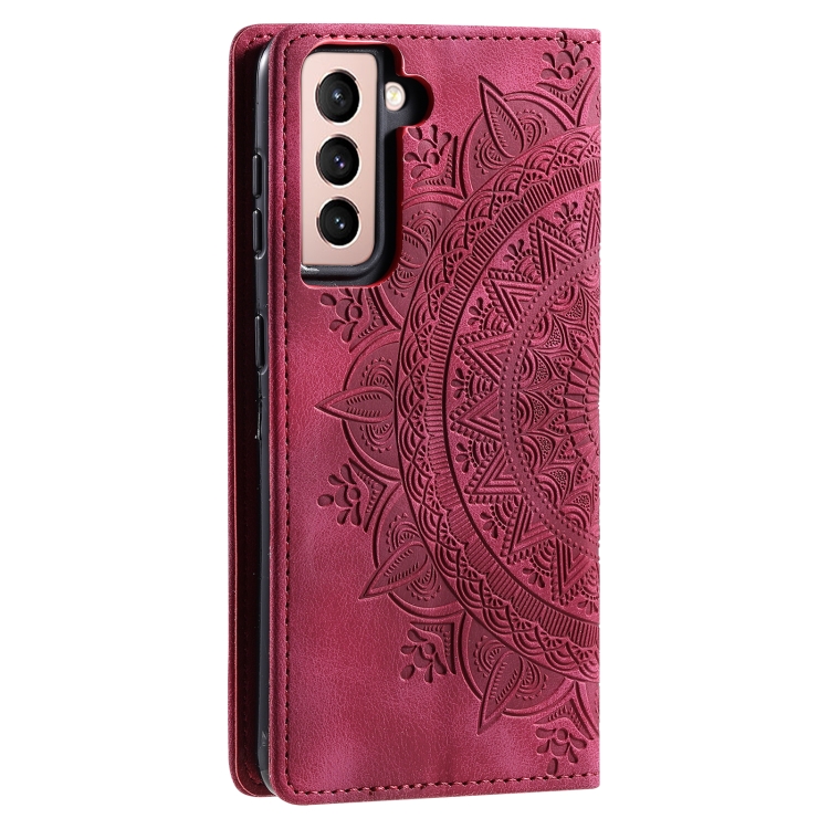 For Samsung Galaxy S21 5G Totem Embossed Magnetic Leather Phone Case(Red) For Samsung Galaxy S21 5G Totem Embossed Magnetic Leather Phone Case(Red)