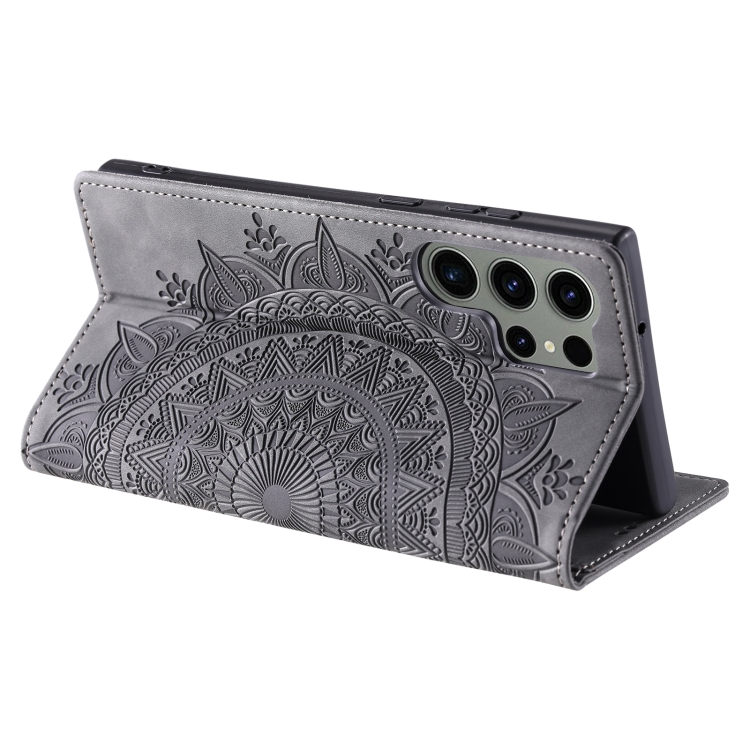 For Samsung Galaxy S23 Ultra 5G Totem Embossed Magnetic Leather Phone Case(Grey) For Samsung Galaxy S23 Ultra 5G Totem Embossed Magnetic Leather Phone Case(Grey)