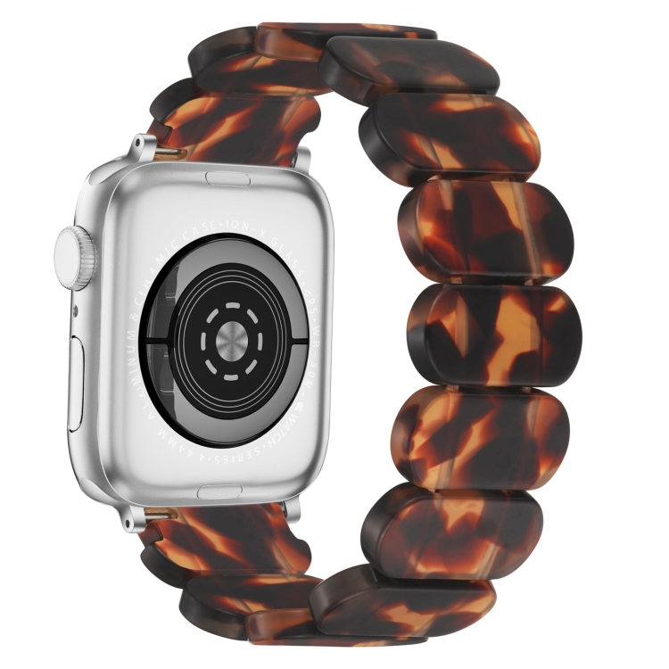 For Apple Watch Series 7 / 8 45mm Resin Watch Strap Set with Case Cover  Smart Watch Replacement Band - Tortoiseshell Color Wholesale
