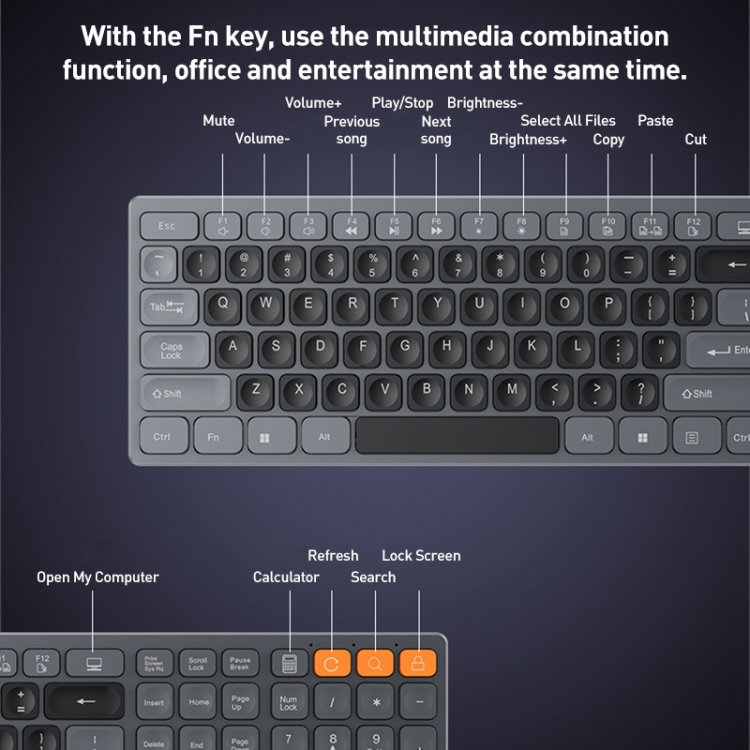 Yesido KB19 2.4G Mixed Color Wireless Keyboard Mouse Set(Grey Arabic Version) - B4