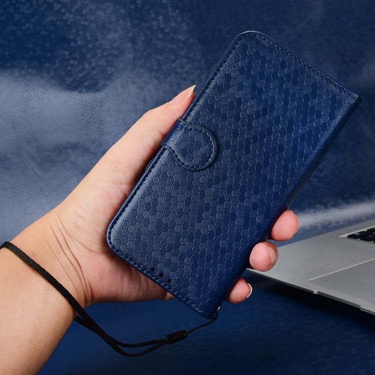 For OPPO Reno11 5G Global Honeycomb Dot Texture Leather Phone Case(Blue)