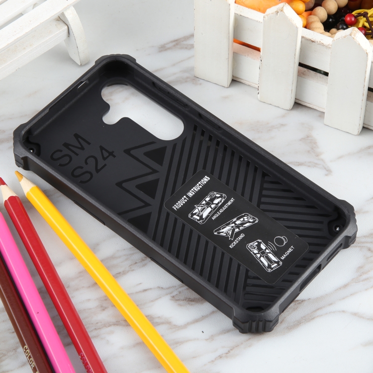 For Samsung Galaxy S24 5G Armor Shockproof TPU + PC Magnetic Phone Case with Holder(Black) For Samsung Galaxy S24 5G Armor Shockproof TPU + PC Magnetic Phone Case with Holder(Black)