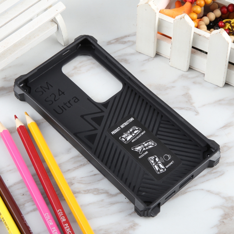 For Samsung Galaxy S24 Ultra 5G Armor Shockproof TPU + PC Magnetic Phone Case with Holder(Blue) For Samsung Galaxy S24 Ultra 5G Armor Shockproof TPU + PC Magnetic Phone Case with Holder(Blue)