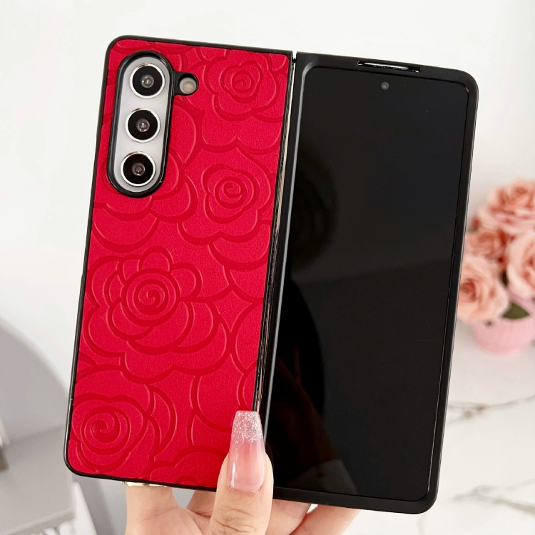 For Samsung Galaxy Z Fold5 Impression Flower Pattern Protective Phone Case(Red) For Samsung Galaxy Z Fold5 Impression Flower Pattern Protective Phone Case(Red)
