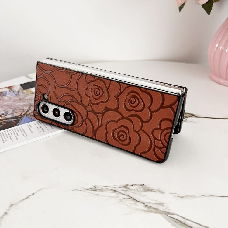 For Samsung Galaxy Z Fold5 Impression Flower Pattern Protective Phone Case(Red) For Samsung Galaxy Z Fold5 Impression Flower Pattern Protective Phone Case(Red)