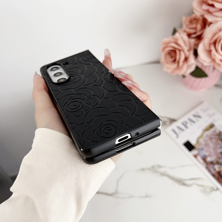 For Samsung Galaxy Z Fold Special Impression Flower Pattern Protective Phone Case(Orange)