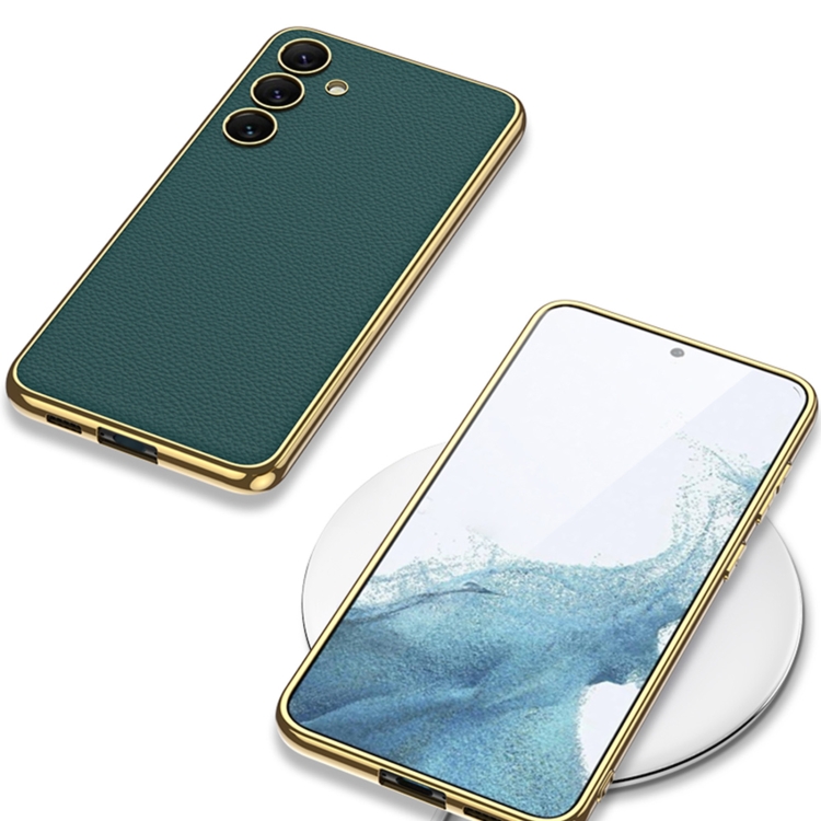 For Samsung Galaxy S24 5G GKK Plating TPU + Leather Full Coverage Phone Case(Black) For Samsung Galaxy S24 5G GKK Plating TPU + Leather Full Coverage Phone Case(Black)