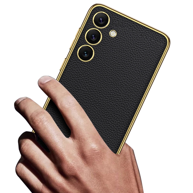 For Samsung Galaxy S24 5G GKK Plating TPU + Leather Full Coverage Phone Case(Black) For Samsung Galaxy S24 5G GKK Plating TPU + Leather Full Coverage Phone Case(Black)