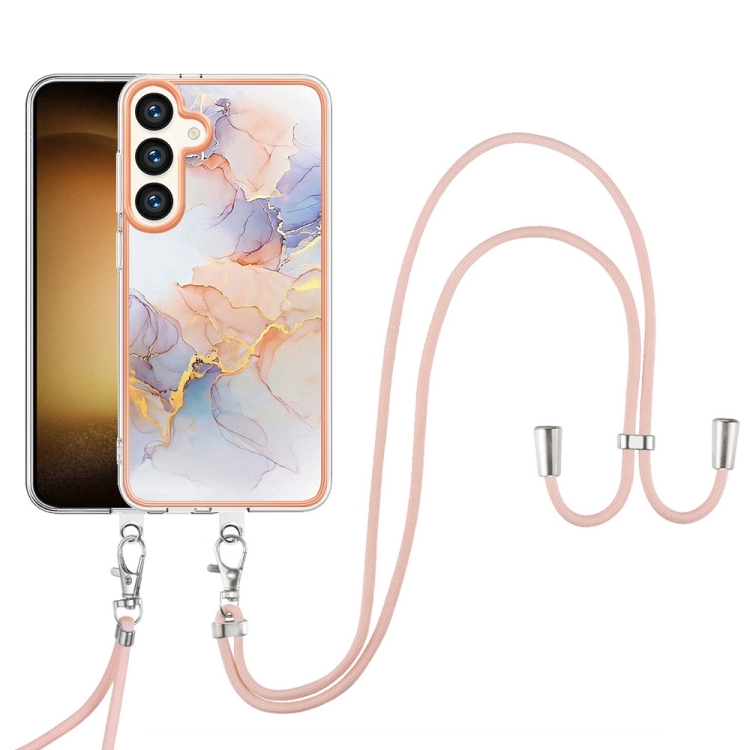 For Samsung Galaxy S24 5G Electroplating Pattern IMD TPU Shockproof Case with Neck Lanyard(Milky Way White Marble) For Samsung Galaxy S24 5G Electroplating Pattern IMD TPU Shockproof Case with Neck Lanyard(Milky Way White Marble)
