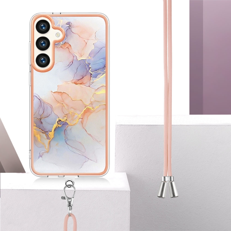 For Samsung Galaxy S24 5G Electroplating Pattern IMD TPU Shockproof Case with Neck Lanyard(Milky Way White Marble) For Samsung Galaxy S24 5G Electroplating Pattern IMD TPU Shockproof Case with Neck Lanyard(Milky Way White Marble)