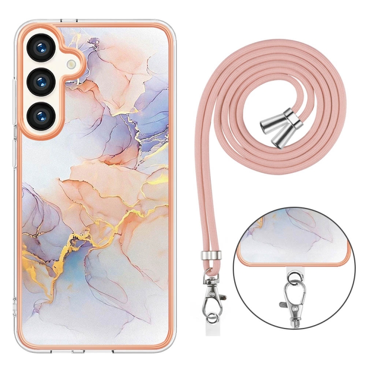 For Samsung Galaxy S24 5G Electroplating Pattern IMD TPU Shockproof Case with Neck Lanyard(Milky Way White Marble) For Samsung Galaxy S24 5G Electroplating Pattern IMD TPU Shockproof Case with Neck Lanyard(Milky Way White Marble)