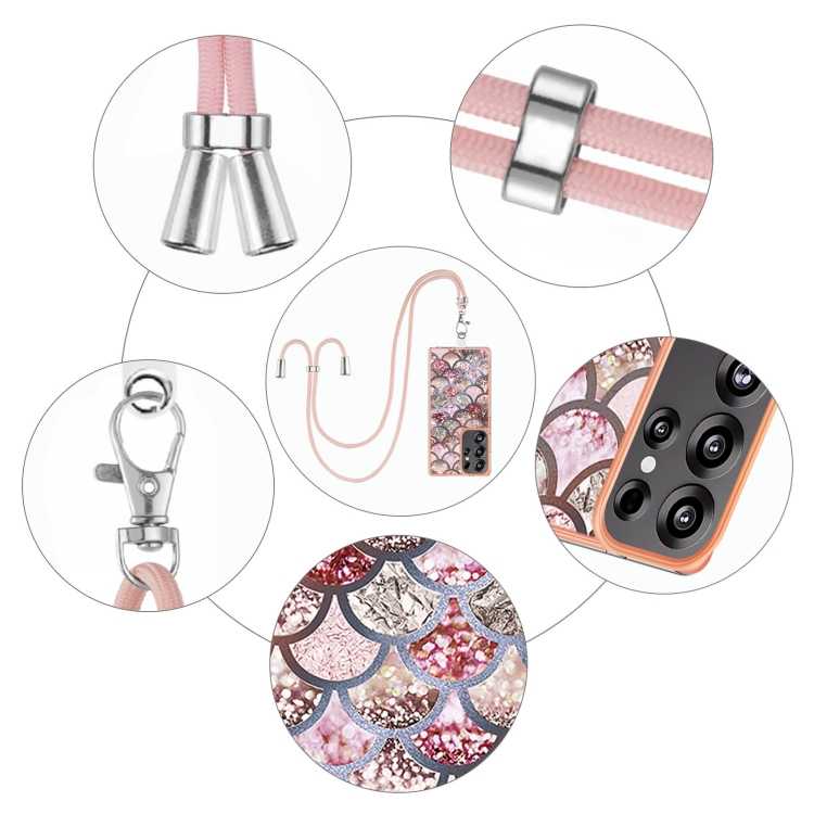 For Samsung Galaxy S25 Ultra 5G Electroplating Pattern IMD TPU Shockproof Case with Neck Lanyard(Pink Scales) For Samsung Galaxy S25 Ultra 5G Electroplating Pattern IMD TPU Shockproof Case with Neck Lanyard(Pink Scales)