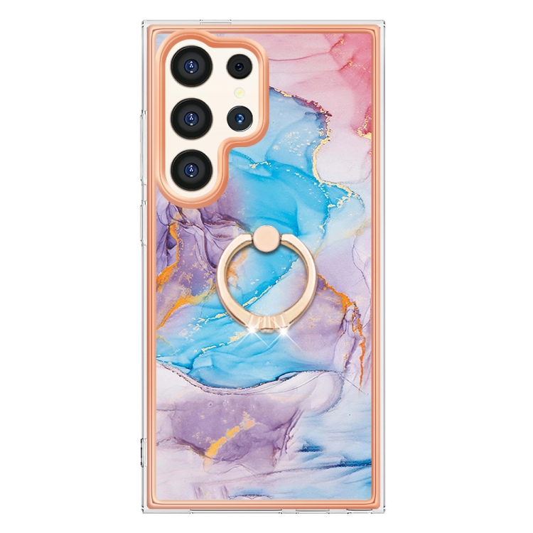 For Samsung Galaxy S24 Ultra 5G Electroplating Pattern IMD TPU Shockproof Case with Rhinestone Ring Holder(Milky Way Blue Marble) For Samsung Galaxy S24 Ultra 5G Electroplating Pattern IMD TPU Shockproof Case with Rhinestone Ring Holder(Milky Way Blue Marble)
