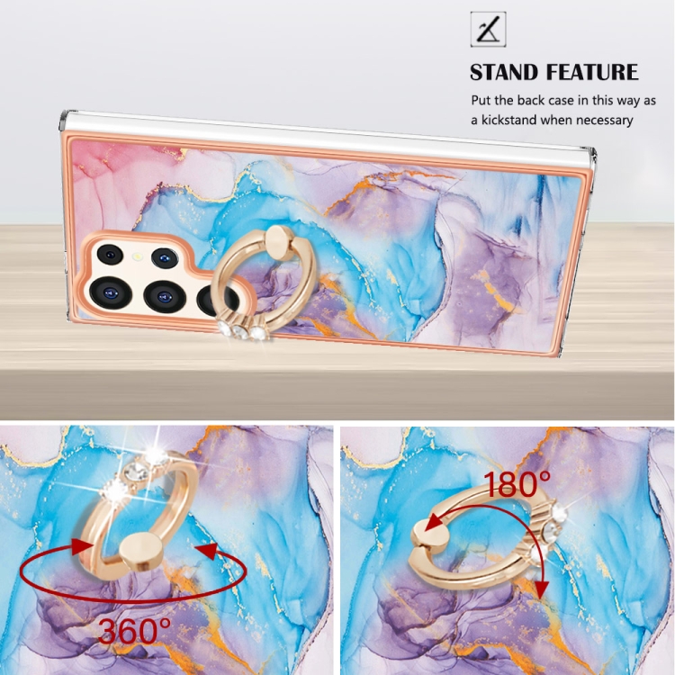 For Samsung Galaxy S24 Ultra 5G Electroplating Pattern IMD TPU Shockproof Case with Rhinestone Ring Holder(Milky Way Blue Marble) For Samsung Galaxy S24 Ultra 5G Electroplating Pattern IMD TPU Shockproof Case with Rhinestone Ring Holder(Milky Way Blue Marble)