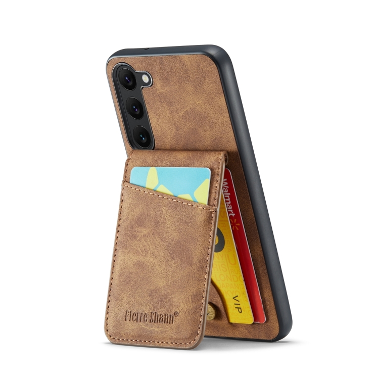 For Samsung Galaxy S24 5G Fierre Shann Crazy Horse Card Holder Back Cover PU Phone Case(Brown) For Samsung Galaxy S24 5G Fierre Shann Crazy Horse Card Holder Back Cover PU Phone Case(Brown)