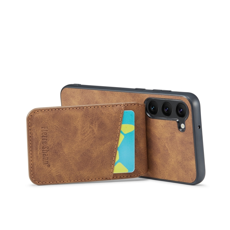 For Samsung Galaxy S24 5G Fierre Shann Crazy Horse Card Holder Back Cover PU Phone Case(Brown) For Samsung Galaxy S24 5G Fierre Shann Crazy Horse Card Holder Back Cover PU Phone Case(Brown)