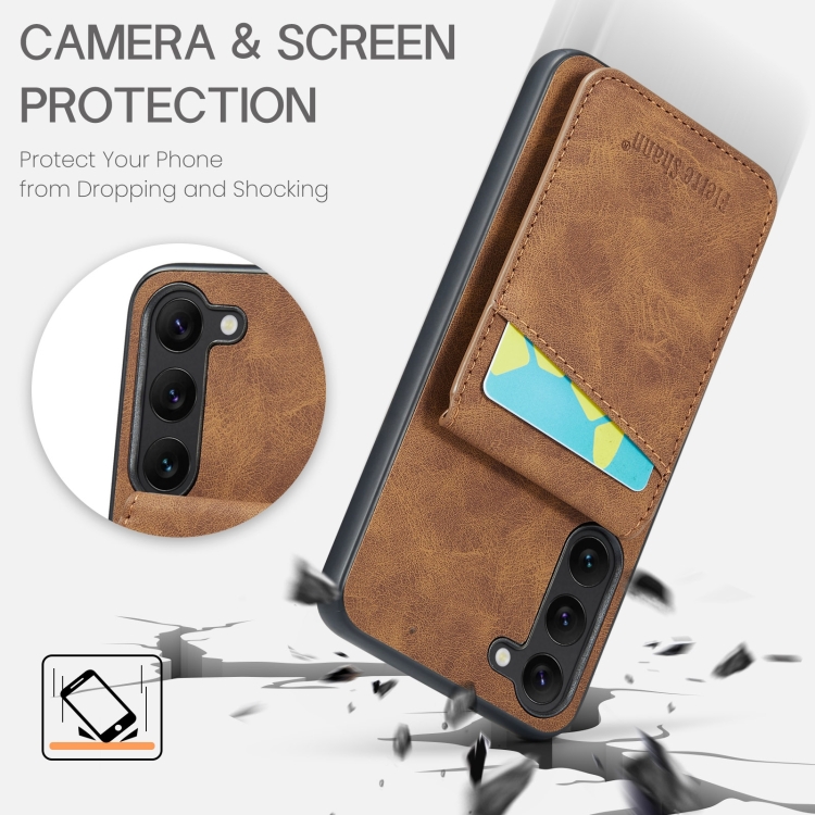 For Samsung Galaxy S24 5G Fierre Shann Crazy Horse Card Holder Back Cover PU Phone Case(Brown) For Samsung Galaxy S24 5G Fierre Shann Crazy Horse Card Holder Back Cover PU Phone Case(Brown)