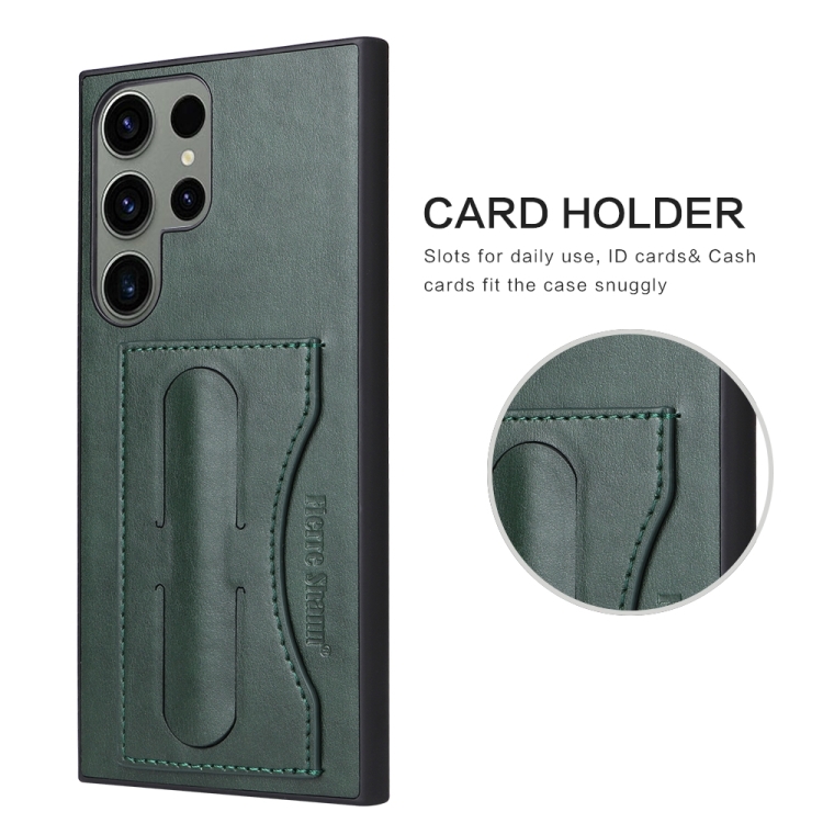 For Samsung Galaxy S24 Ultra 5G Fierre Shann Full Coverage Protective Leather Phone Case(Green) For Samsung Galaxy S24 Ultra 5G Fierre Shann Full Coverage Protective Leather Phone Case(Green)