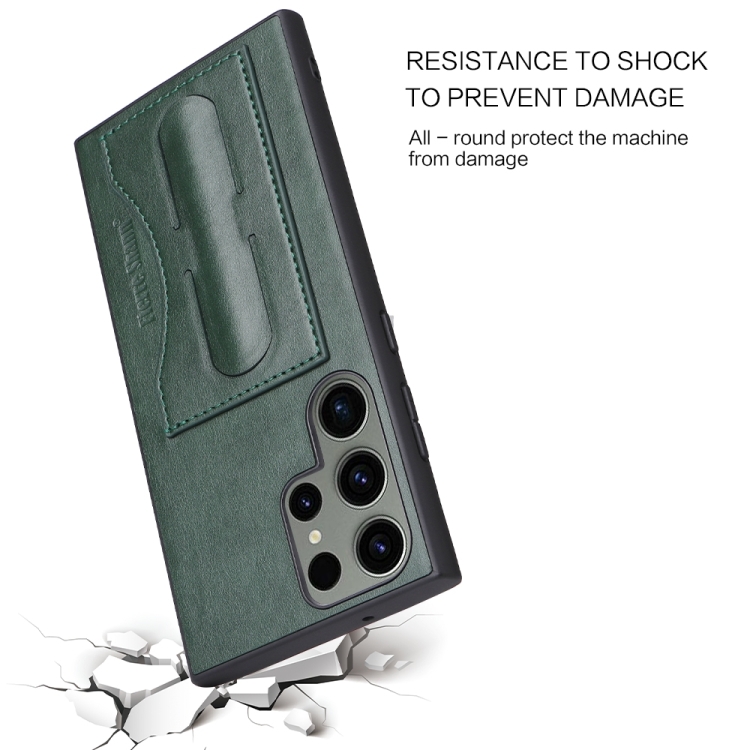For Samsung Galaxy S24 Ultra 5G Fierre Shann Full Coverage Protective Leather Phone Case(Green) For Samsung Galaxy S24 Ultra 5G Fierre Shann Full Coverage Protective Leather Phone Case(Green)