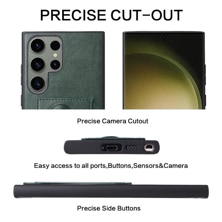 For Samsung Galaxy S24 Ultra 5G Fierre Shann Full Coverage Protective Leather Phone Case(Green) For Samsung Galaxy S24 Ultra 5G Fierre Shann Full Coverage Protective Leather Phone Case(Green)