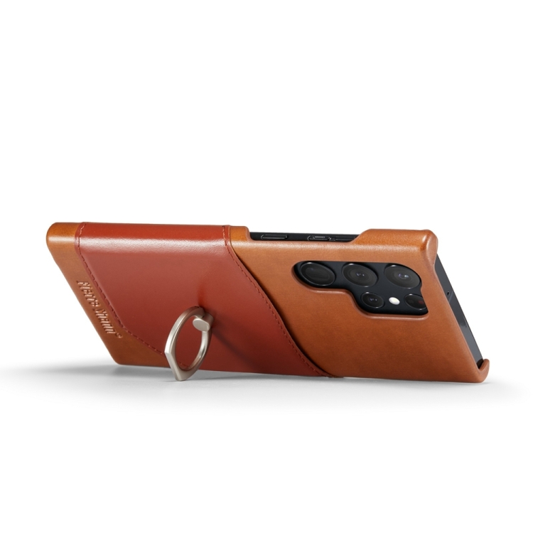 For Samsung Galaxy S24 Ultra 5G Fierre Shann Oil Wax Texture Genuine Leather Back Phone Case(Brown) For Samsung Galaxy S24 Ultra 5G Fierre Shann Oil Wax Texture Genuine Leather Back Phone Case(Brown)