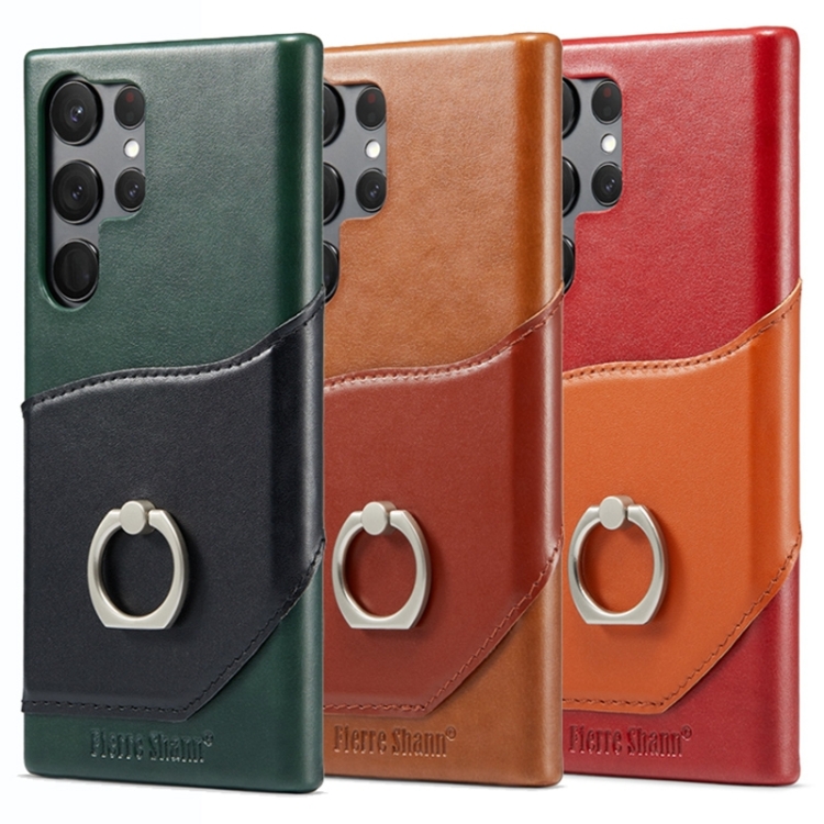 For Samsung Galaxy S24 Ultra 5G Fierre Shann Oil Wax Texture Genuine Leather Back Phone Case(Brown) For Samsung Galaxy S24 Ultra 5G Fierre Shann Oil Wax Texture Genuine Leather Back Phone Case(Brown)