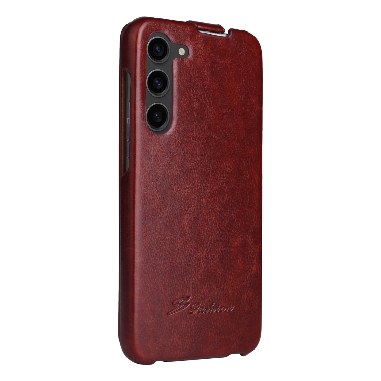 For Samsung Galaxy S24+ 5G Fierre Shann 64 Texture Vertical Flip PU Leather Phone Case(Brown) For Samsung Galaxy S24+ 5G Fierre Shann 64 Texture Vertical Flip PU Leather Phone Case(Brown)
