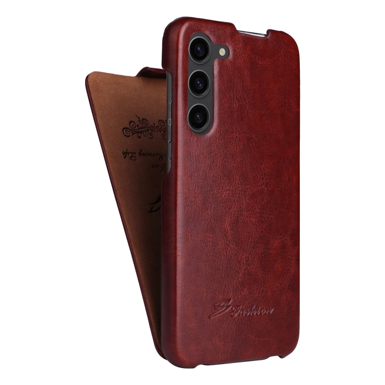 For Samsung Galaxy S24+ 5G Fierre Shann 64 Texture Vertical Flip PU Leather Phone Case(Brown) For Samsung Galaxy S24+ 5G Fierre Shann 64 Texture Vertical Flip PU Leather Phone Case(Brown)