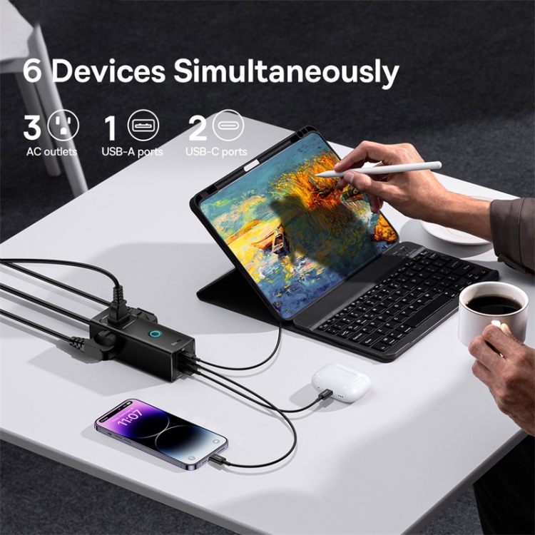 Baseus PowerCombo Pro Power Strip 3xAC+2xType-C+USB 20W Lite with 1.5m US Plug(Black) Baseus PowerCombo Pro Power Strip 3xAC+2xType-C+USB 20W Lite with 1.5m US Plug(Black)