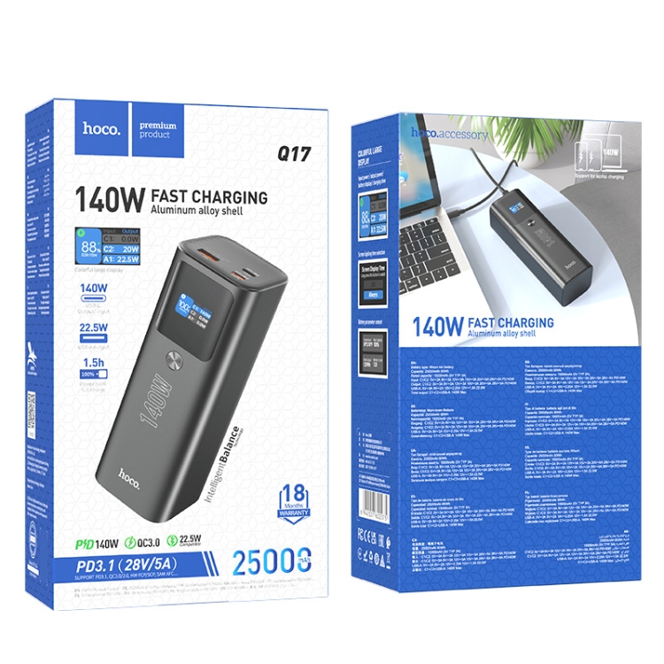 Hoco Q17 Electric PD140W 25000mAh Power Bank(Black) - 6