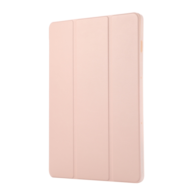 For Samsung Galaxy Tab S9 3-Fold Pure Color TPU Leather Tablet Case with Pen Slot(Pink) For Samsung Galaxy Tab S9 3-Fold Pure Color TPU Leather Tablet Case with Pen Slot(Pink)