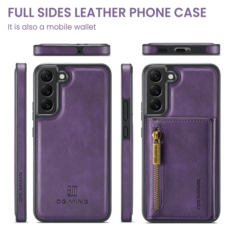 For Samsung Galaxy S22+ DG.MING M5 Series Zip RFID Multi Card Detachable Leather Phone Case(Purple) For Samsung Galaxy S22+ DG.MING M5 Series Zip RFID Multi Card Detachable Leather Phone Case(Purple)